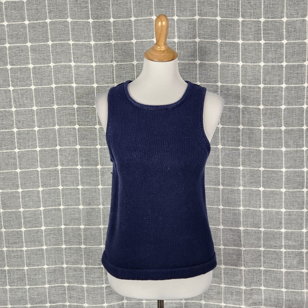 J. Crew Factory Navy Blue Sleeveless Knit Sweater Top